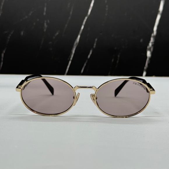 Prada Gold and Gray Oval Sunglasses - Picture 4 of 10